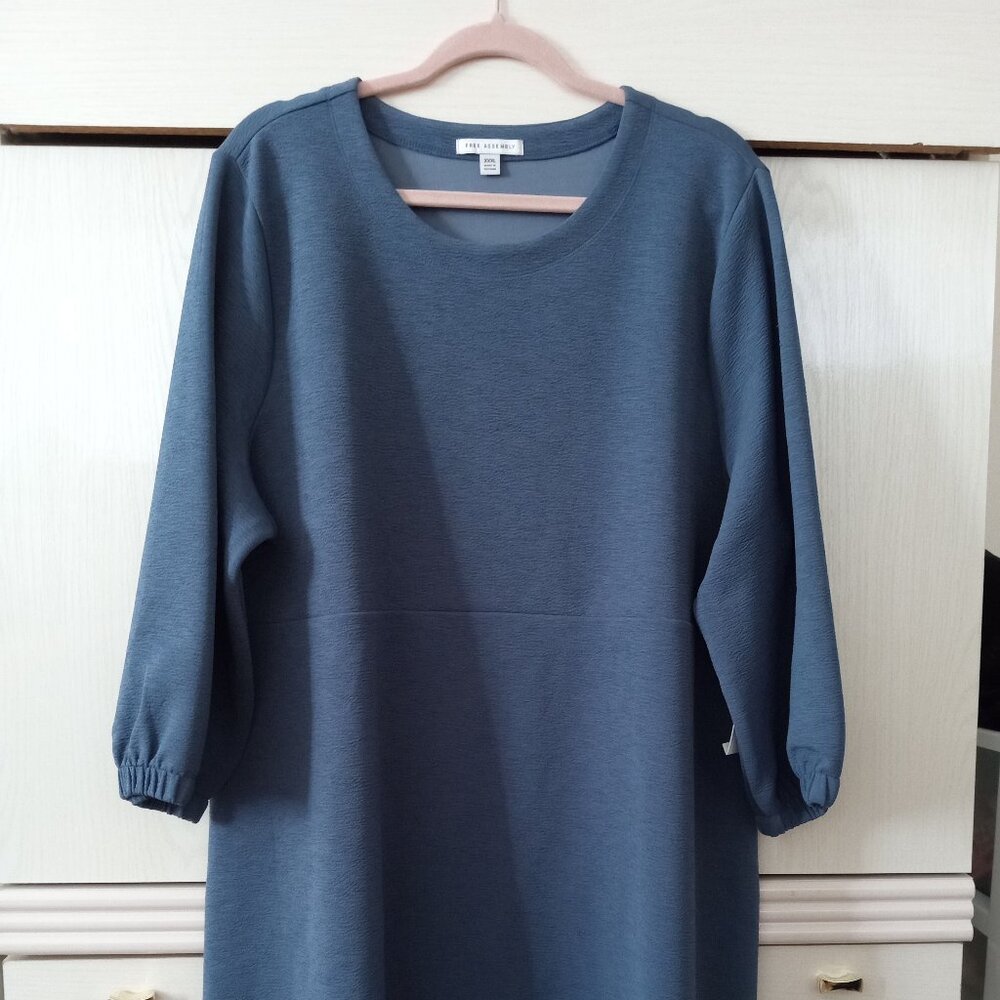 Free Assembly Women's Three-Quarter Sleeve Crepe Swing Dress SIZE 3XL